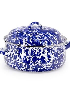 Golden Rabbit Enamel ware Cobalt Swirl 4qt Dutch Oven